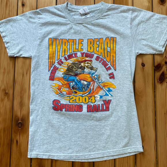 Vintage Y2K 2000s 2004 Myrtle Beach Bike Week Rally Flame Shirt Size Small - Picture 1 of 4